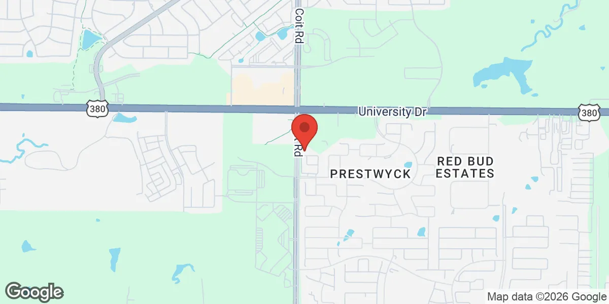 Map showing Gameday Men's Health Northeast Frisco ED and TRT Clinic location
