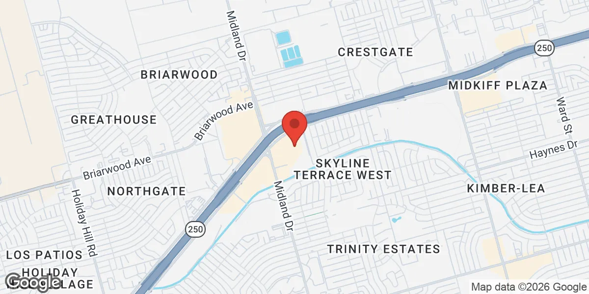 Map showing Gameday Men's Health Midland location