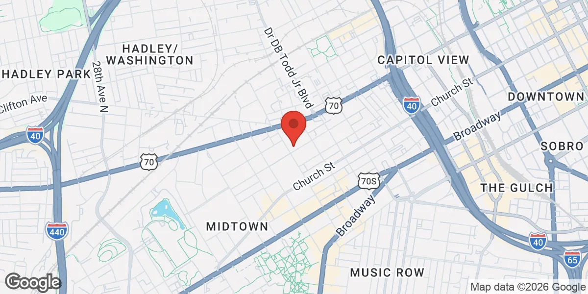 Map showing American Male Medical, Nashville Tn. location