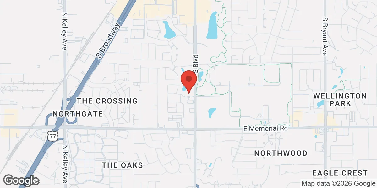 Map showing Low T Center Edmond | Men's Health & TRT Clinic location