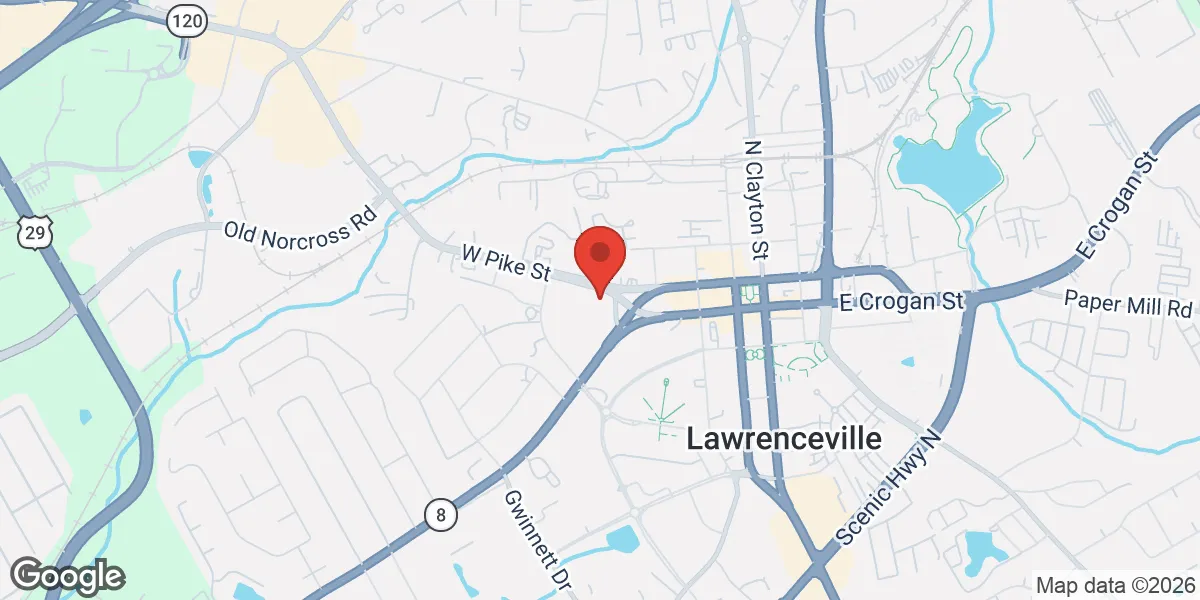 Map showing Gameday Men's Health Atlanta, GA - Lawrenceville location