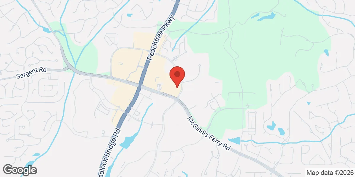 Map showing Gameday Men's Health Atlanta GA - John's Creek location