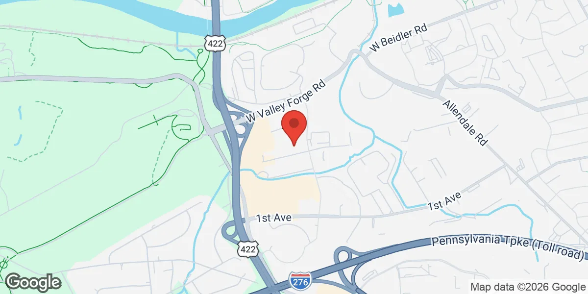 Map showing Gameday Men's Health King of Prussia, PA location