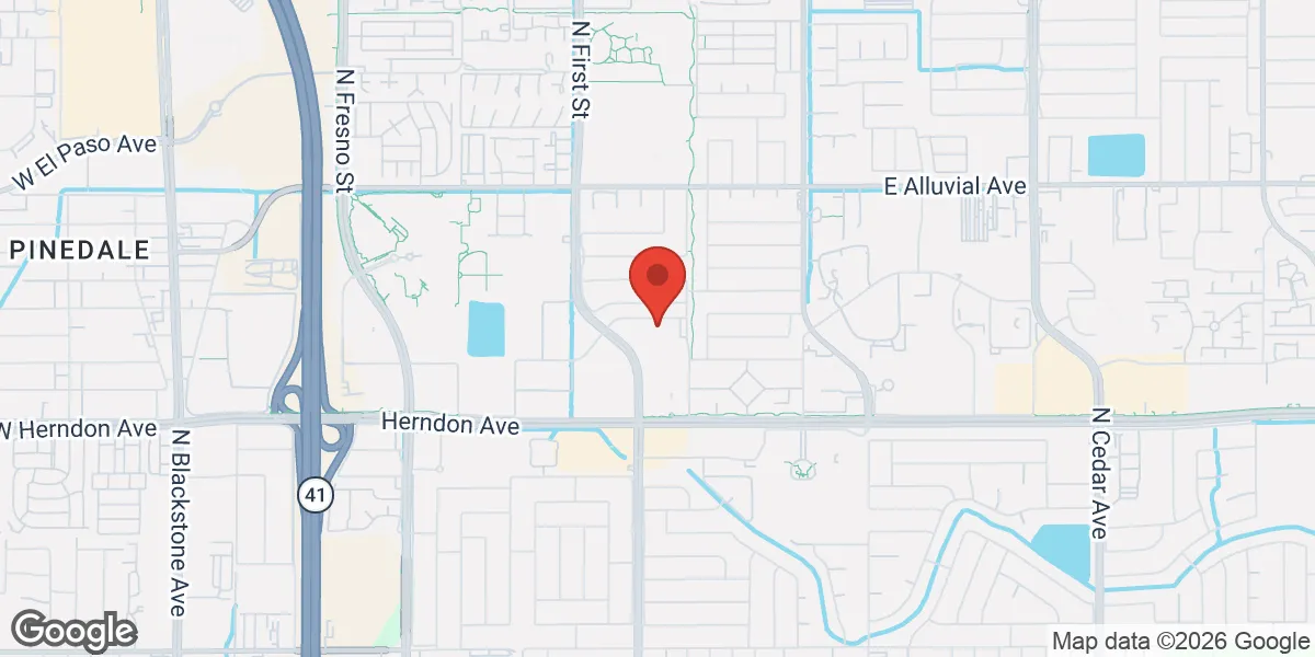 Map showing Gameday Men's Health Fresno ED and TRT Clinic location