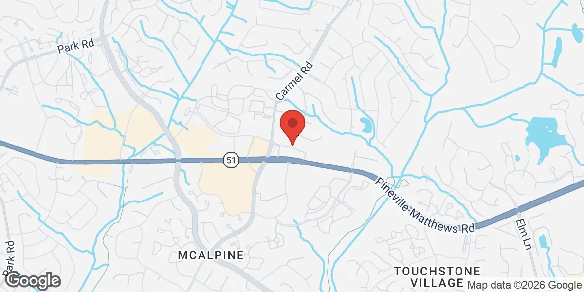 Map showing Gameday Men's Health South Charlotte, NC location