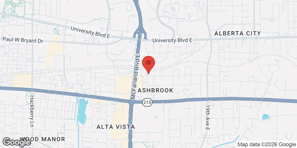 Map showing Gameday Men's Health Tuscaloosa location