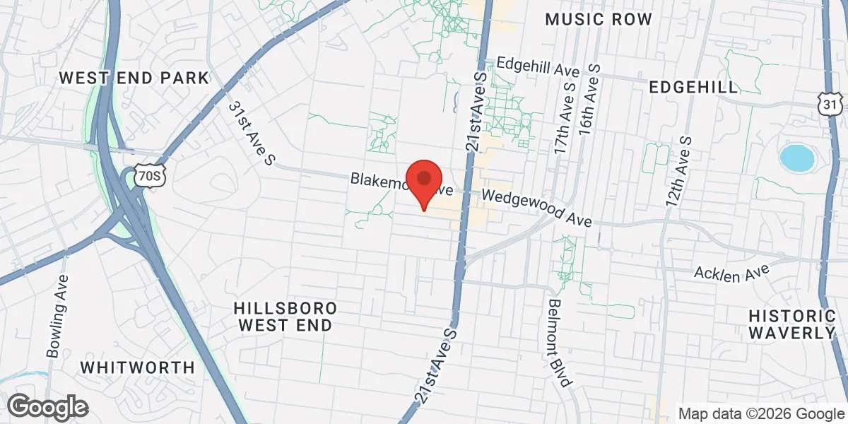 Map showing Renew Vitality Testosterone Clinic of Nashville location