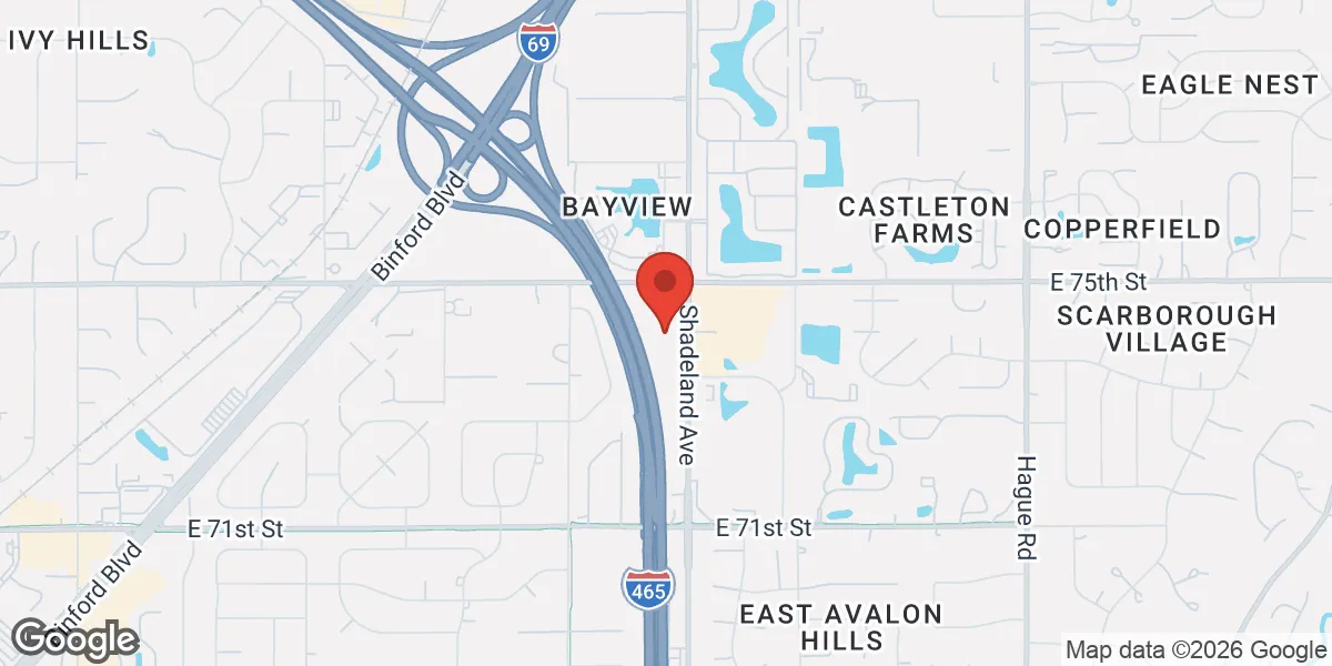 Map showing Gameday Men's Health Northeast Indianapolis location