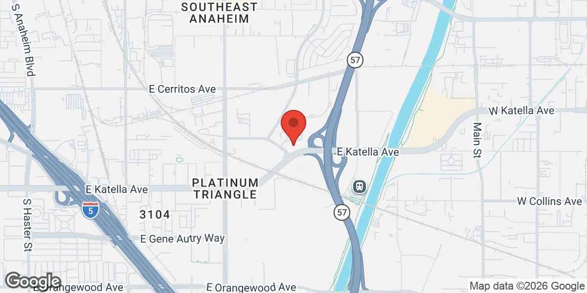 Map showing Gameday Men's Health Clinic Anaheim, CA location