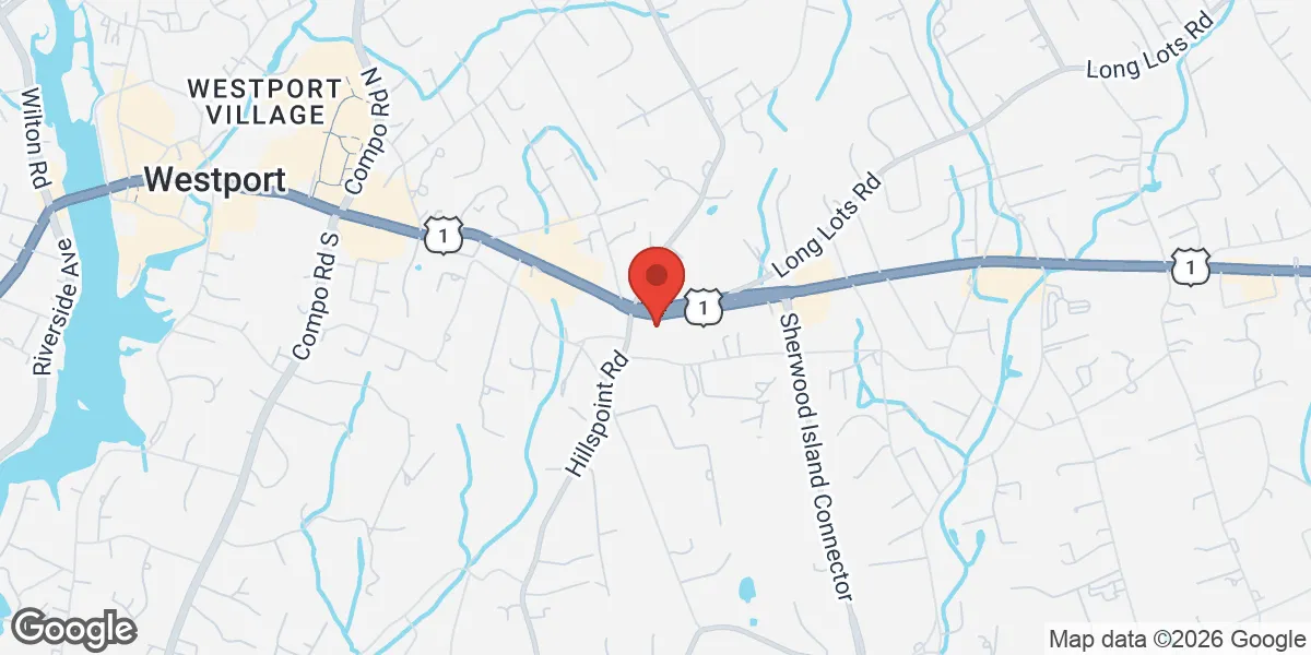 Map showing Gameday Men's Health Westport, CT location