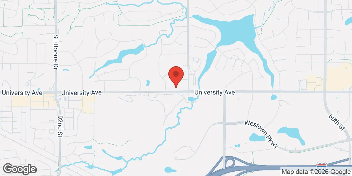 Map showing Peak Performance for Men Des Moines location