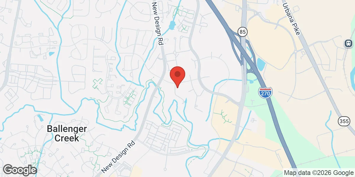 Map showing Gameday Men’s Health Frederick location