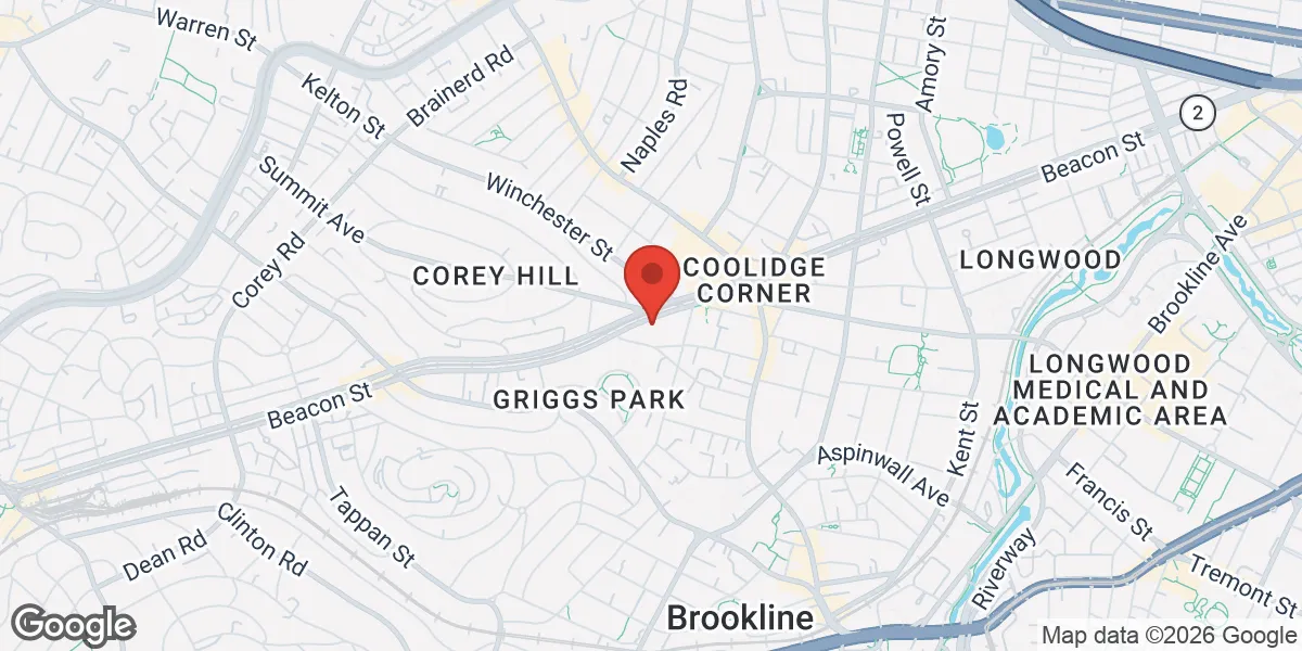 Map showing Renew Vitality Testosterone Clinic of Brookline location