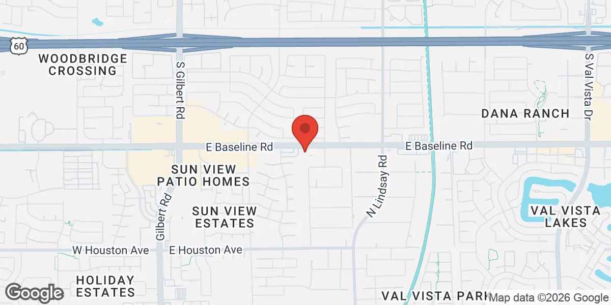 Map showing Gameday Men’s Health Gilbert TRT, Peptide, and ED Clinic location