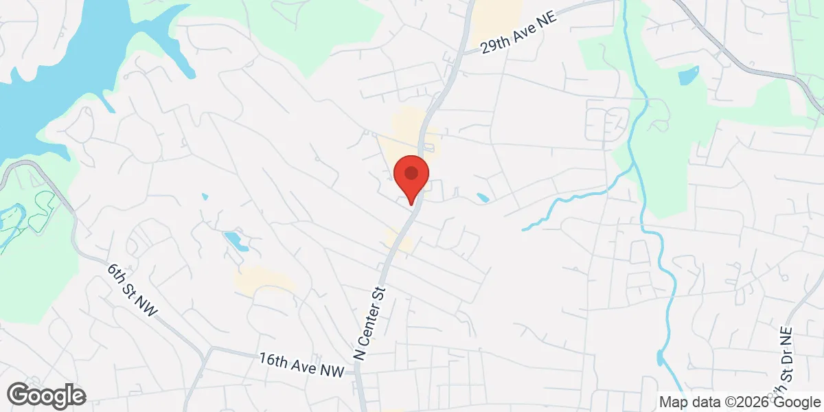 Map showing Gameday Men’s Health Hickory TRT, Weight Loss, and ED Clinic location