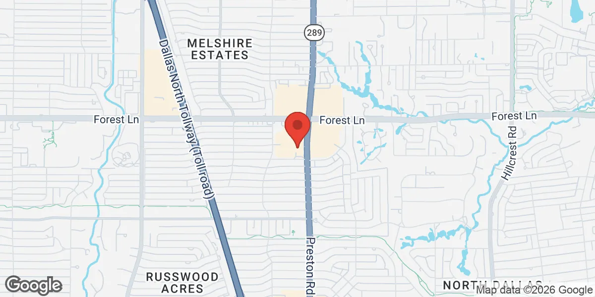 Map showing Gameday Men's Health Dallas North TRT, Peptide, and ED Clinic location