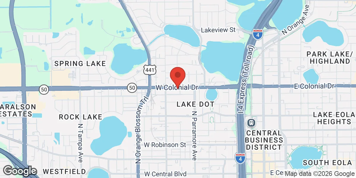 Map showing Gameday Men's Health Downtown Orlando location