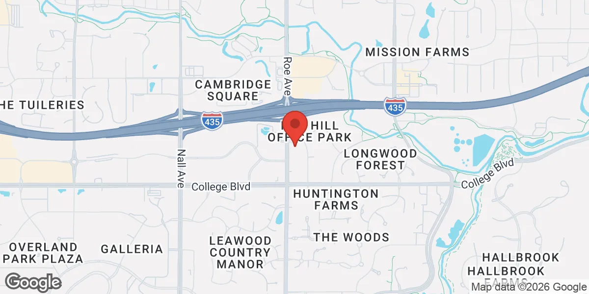 Map showing Heartland Men's Health - Overland Park location