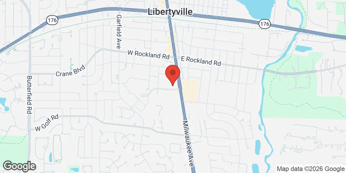 Map showing Gameday Men's Health Libertyville TRT, Peptides, ED, Weight-loss and Pain Relief location