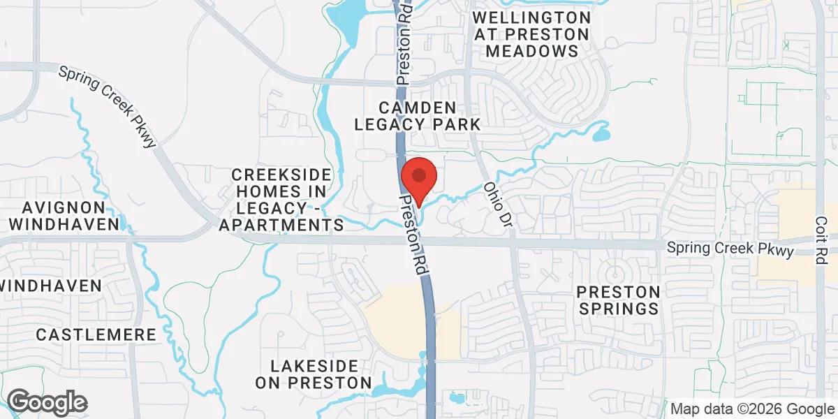 Map showing Gameday Men's Health North Plano TRT, Peptide, and ED Clinic location