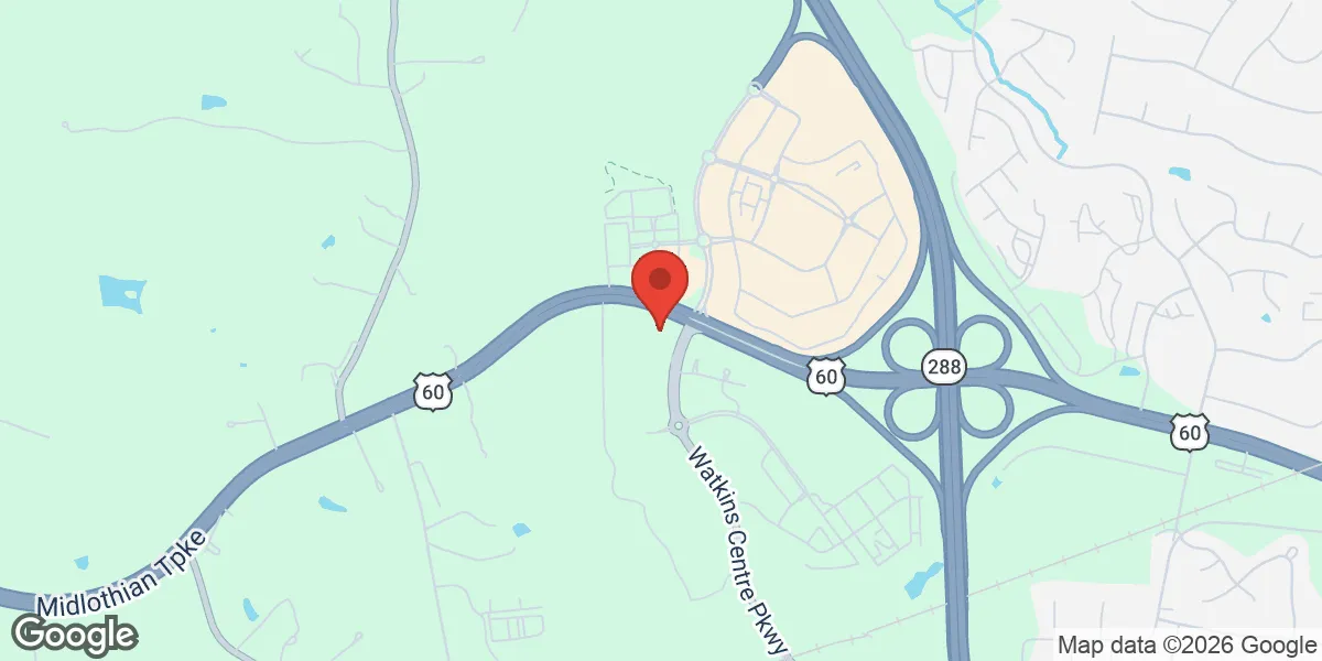 Map showing Gameday Men’s Health Midlothian location