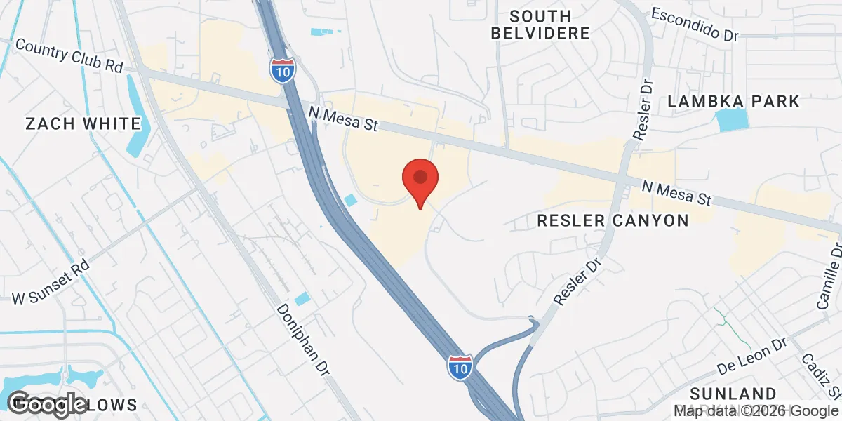 Map showing Gameday Men's Health Northwest El Paso TRT, Peptide, and ED Clinic location