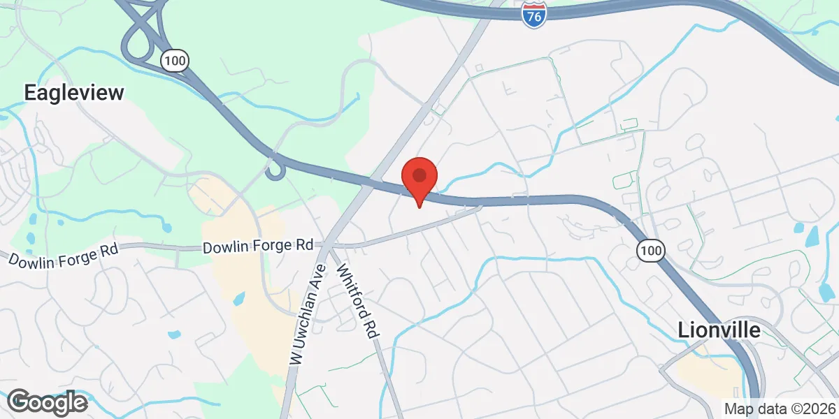 Map showing Gameday Men's Health Exton, PA - ED and TRT Clinic location