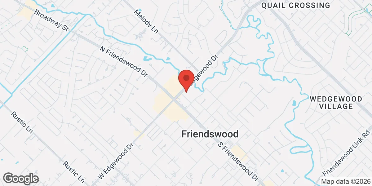 Map showing Low T Center Friendswood | Men's Health & TRT Clinic location