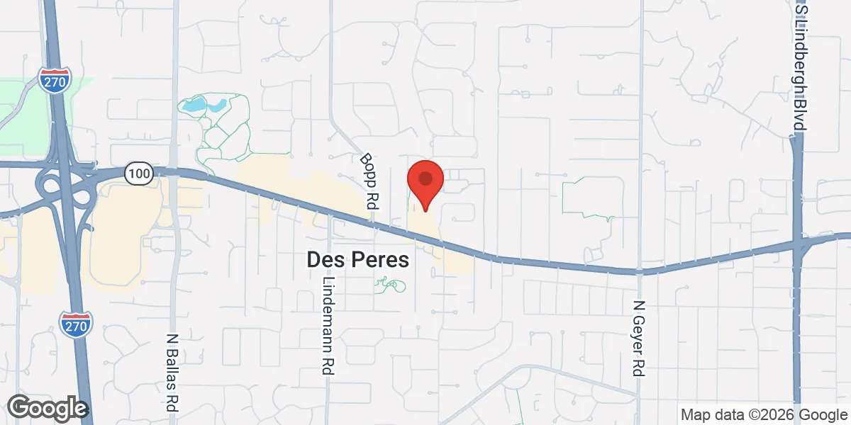 Map showing NEUAGE Health + Wellness - Des Peres location