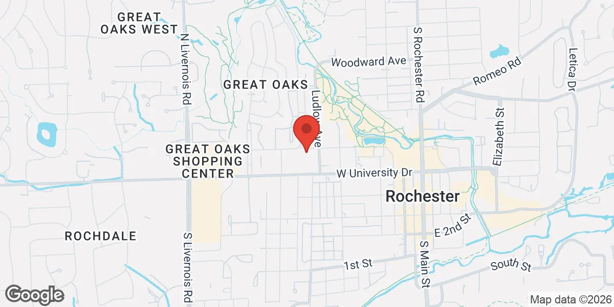 Map showing Gameday Men's Health Rochester ED and TRT Clinic location