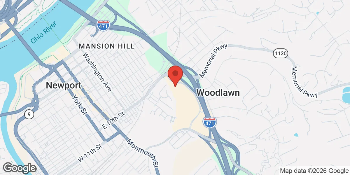 Map showing Gameday Men's Health Newport KY location