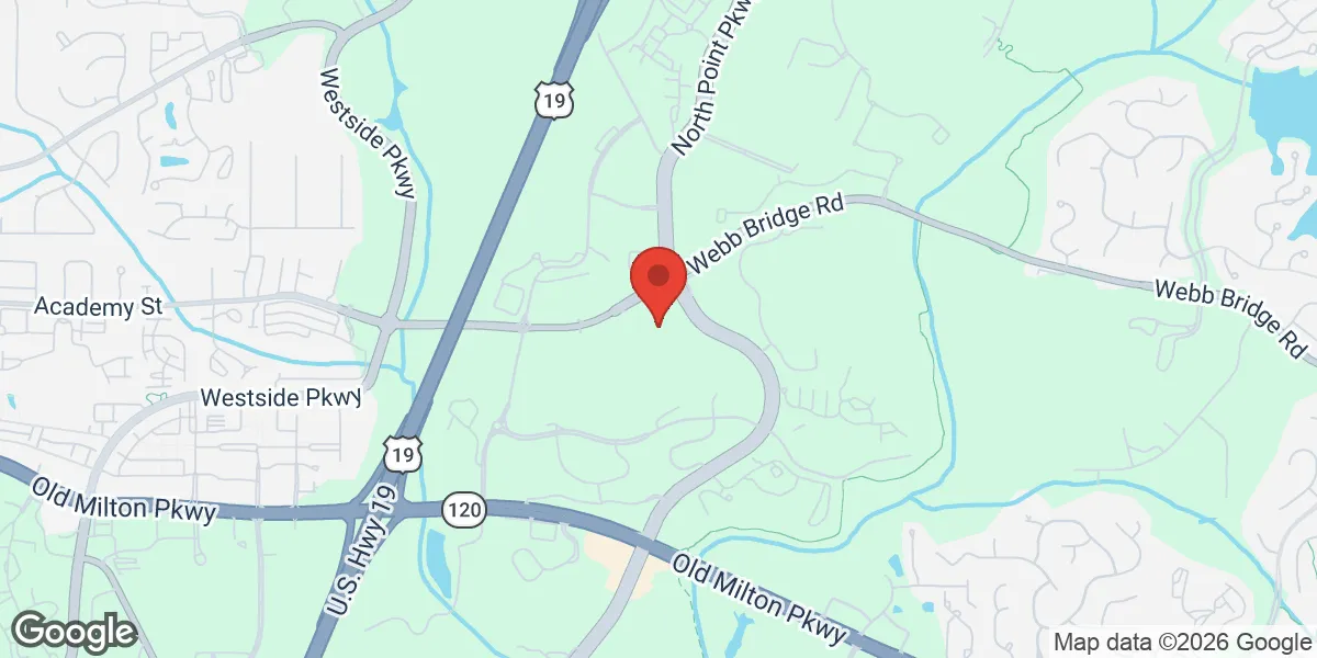 Map showing Gameday Men's Health Alpharetta, GA location