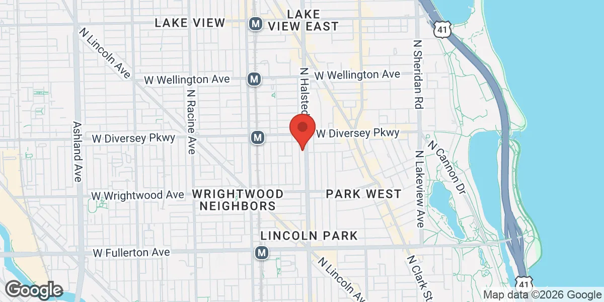 Map showing Gameday Men's Health Lincoln Park location