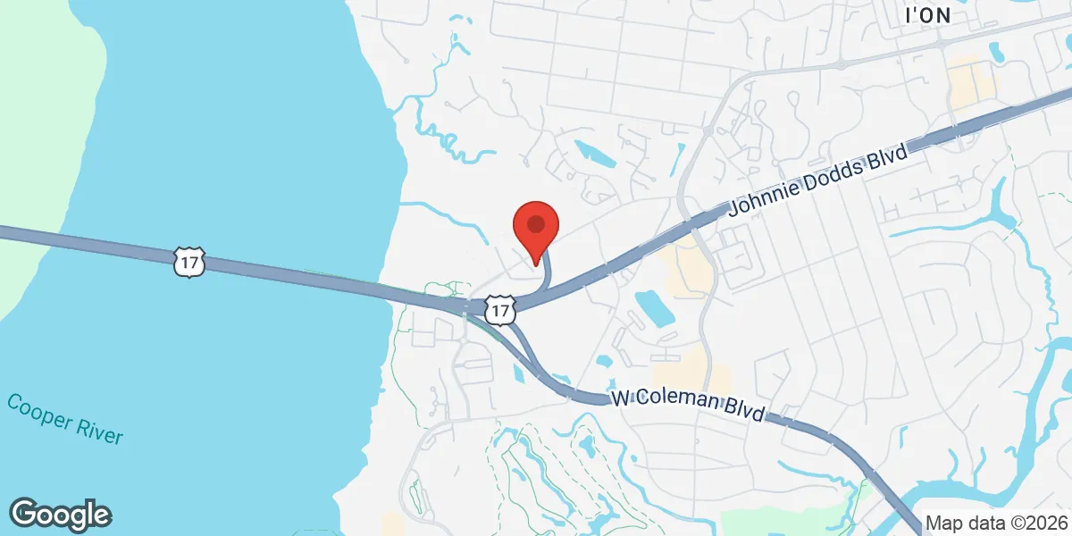 Map showing Gameday Men's Health Mount Pleasant TRT, Peptide, and ED Clinic location