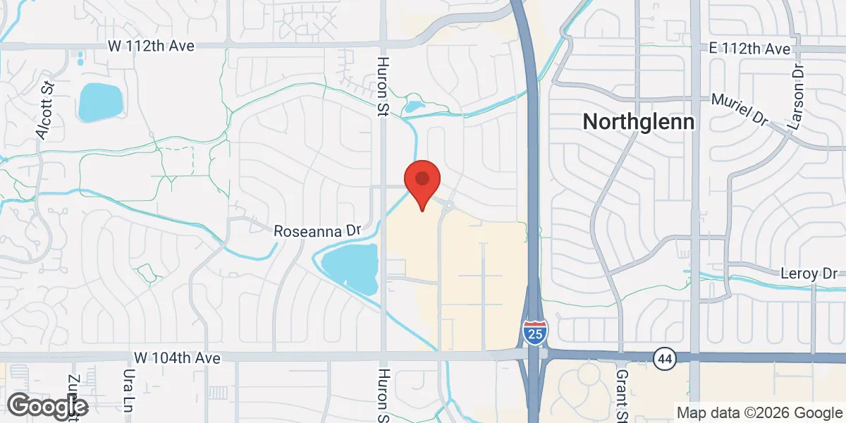 Map showing Gameday Men's Health Thornton TRT, Weight Loss, ED Clinic location