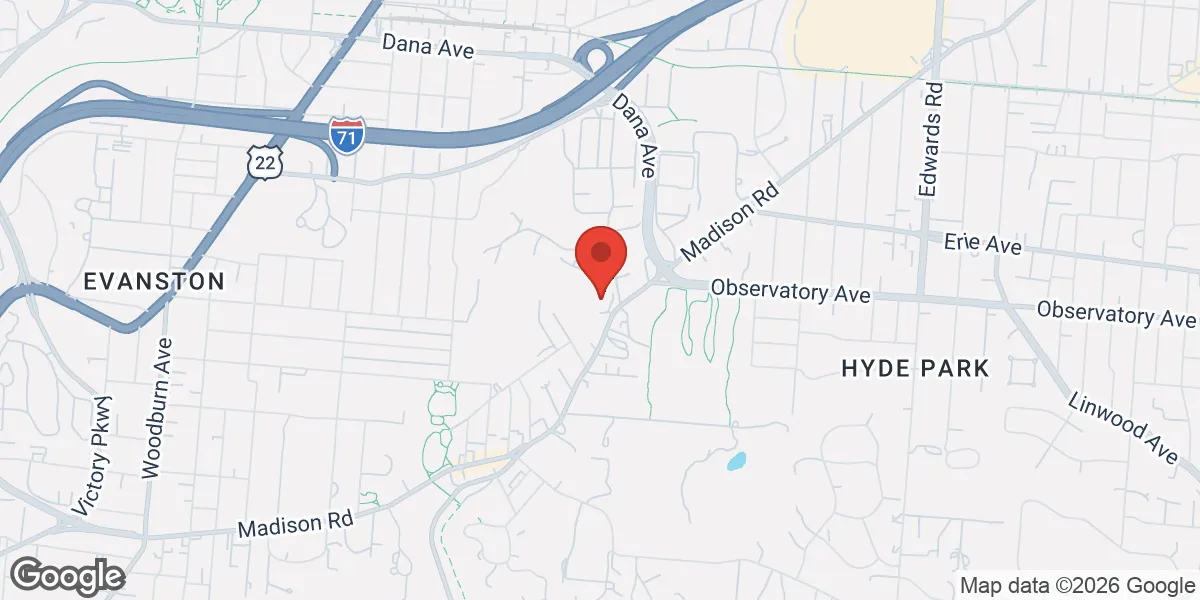 Map showing Renew Vitality Testosterone Clinic of Cincinnati location