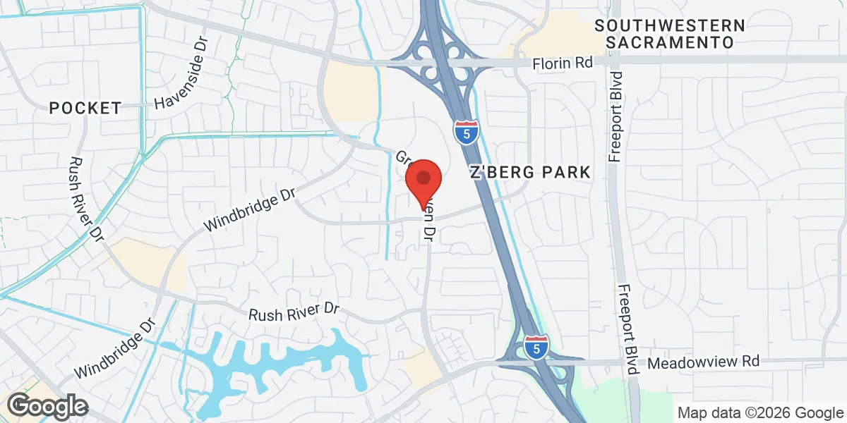 Map showing Gameday Men's Health Southwest Sacramento, TRT, Peptide and ED clinic location