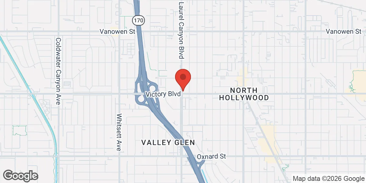 Map showing Gameday Men's Health North Hollywood TRT, Weight Loss, Peptides, and ED Clinic location