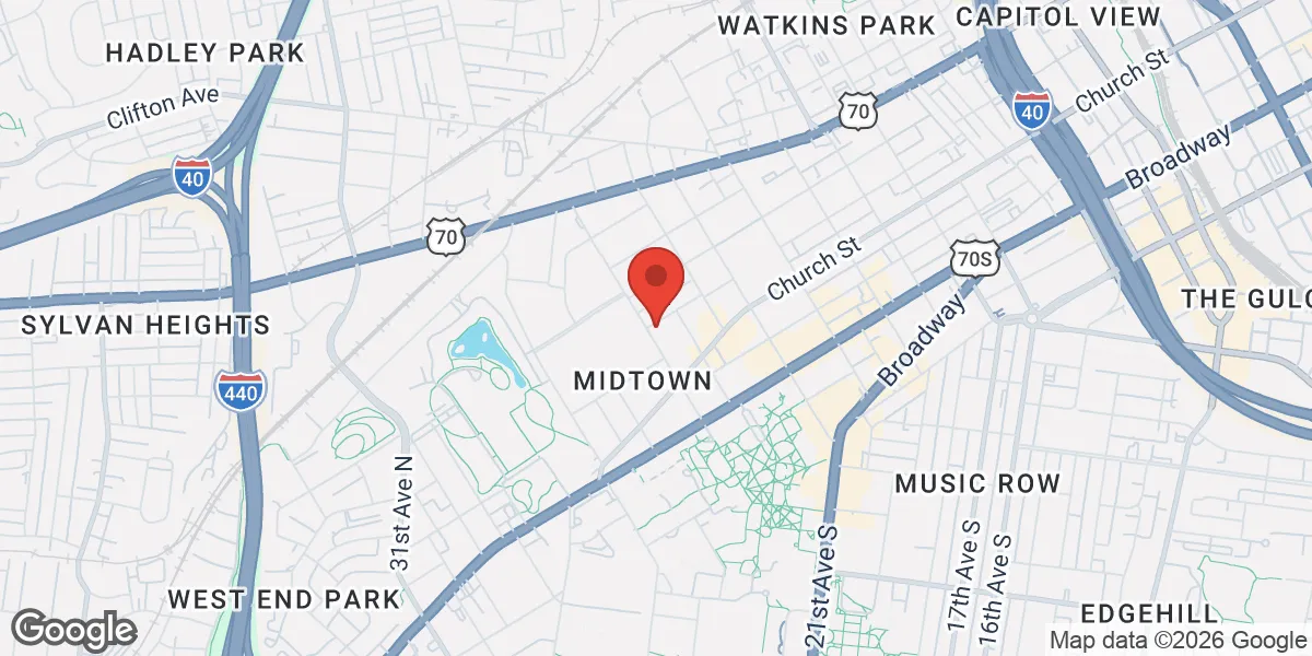 Map showing Tennessee Men's Clinic of Nashville, Powered by Menspro™ location