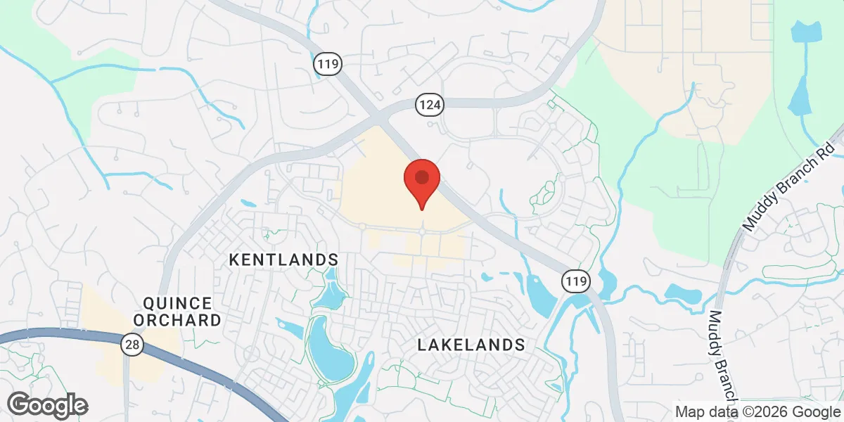 Map showing Gameday Men's Health Gaithersburg, MD location