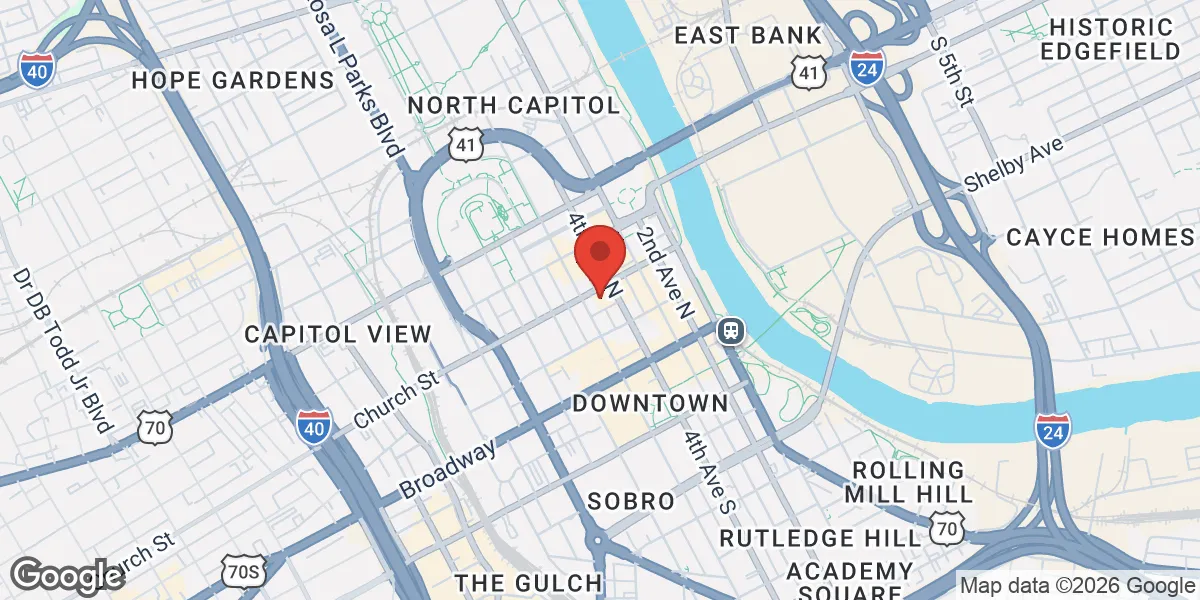 Map showing Nashville Testosterone Replacement Therapy Clinic location