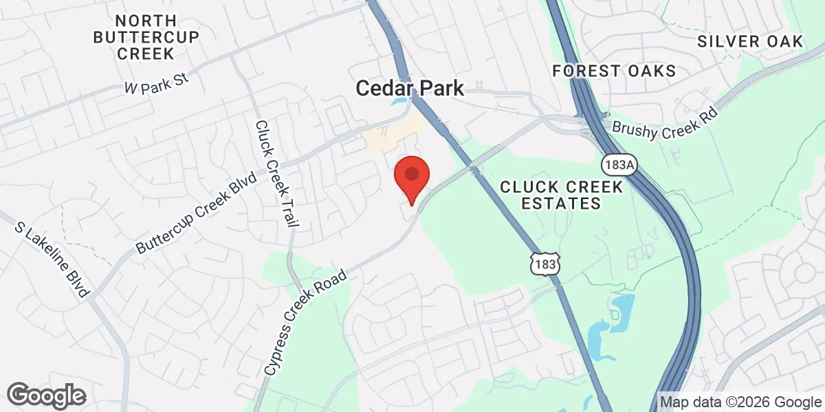 Map showing Gameday Men's Health Cedar Park, TX location