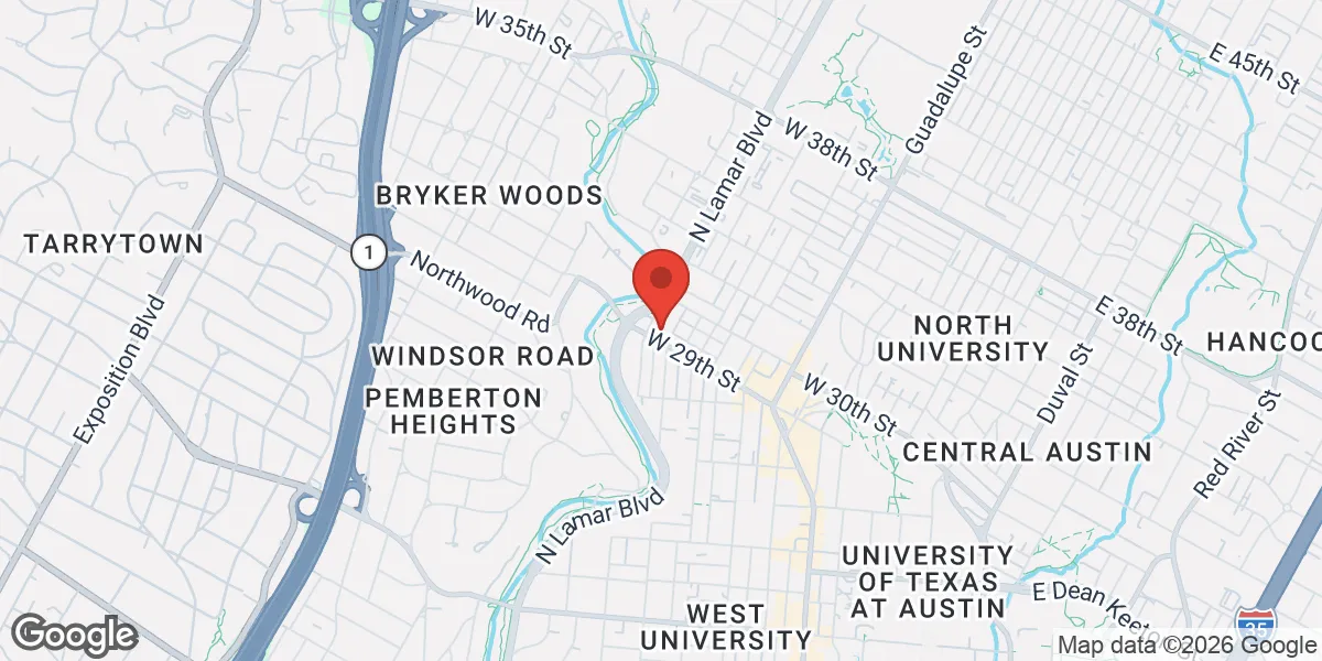 Map showing Gameday Men's Health Austin, TX location