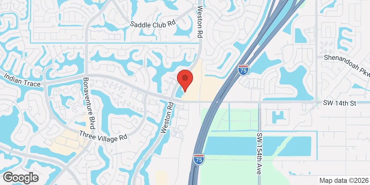 Map showing Gameday Men's Health Weston location