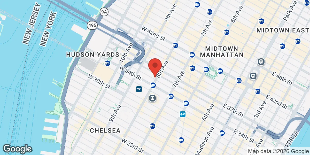 Map showing Atlas Mens Health Clinic - Midtown Manhattan | TRT | Peptides | Weight Loss Clinic location