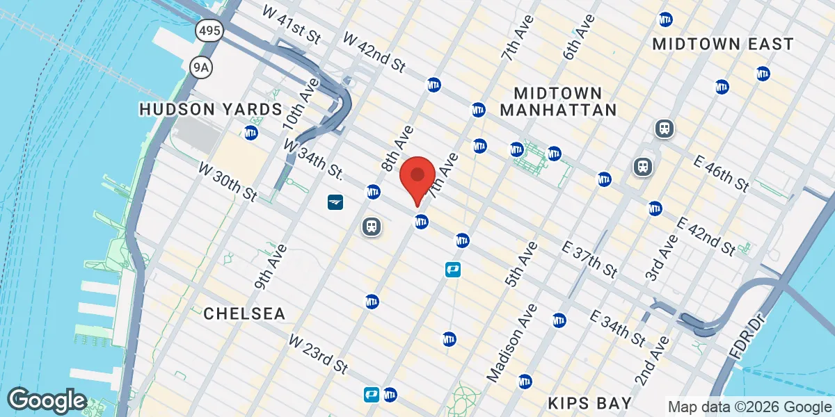 Map showing Prime Health HRT Solutions - TRT & Weight Loss Clinic Manhattan location