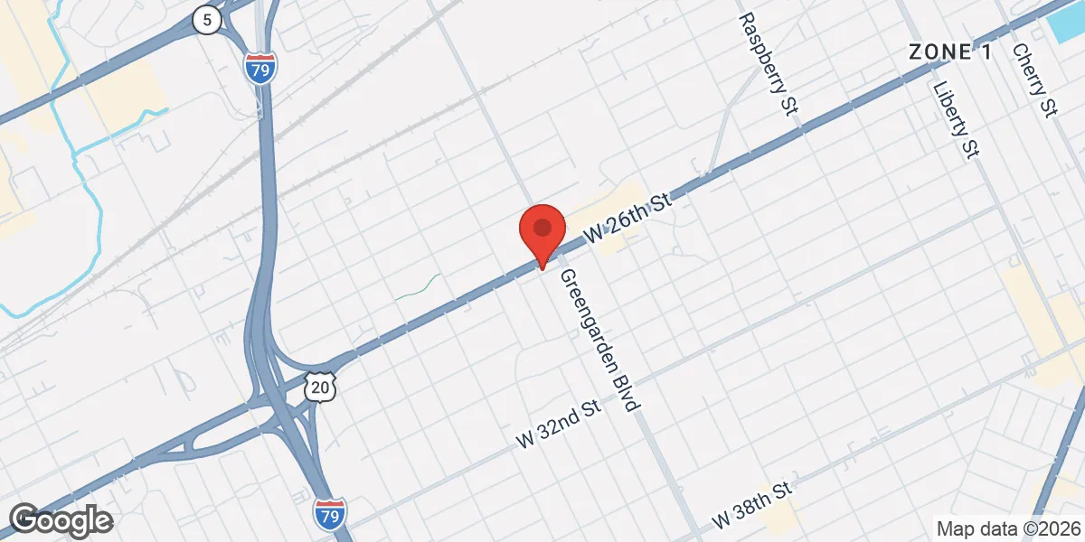 Map showing trt of erie location