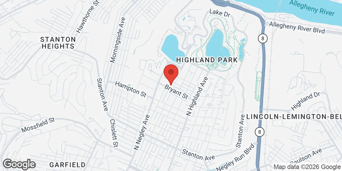 Map showing Renew Vitality Testosterone Clinic of Pittsburgh location