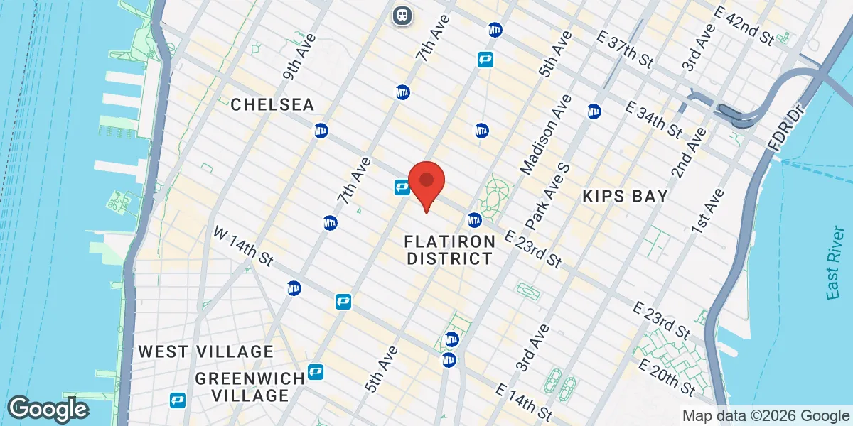 Map showing Gameday Men’s Health Flatiron, NY location