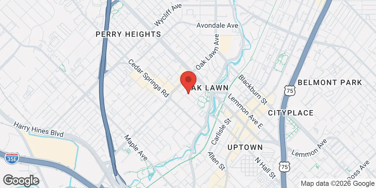 Map showing Dallas Men's Health location